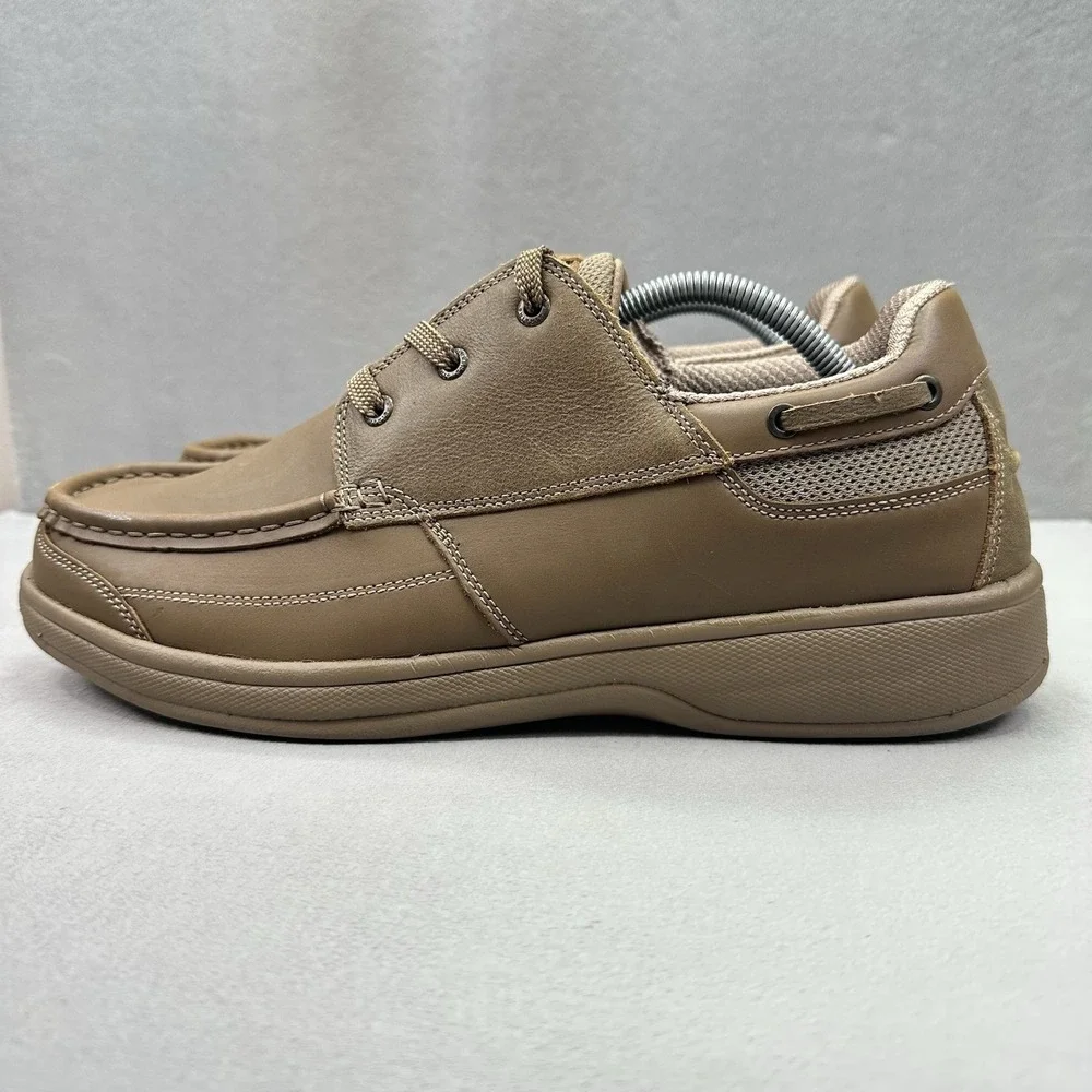 OrthoFeet Baton Rouge Mens Size 11 (2E) WIDE Boat Shoes Brown Leather Orthopedic